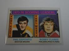 1974-75 TOPPS HOCKEY #3 SCORING LEADERS PHIL ESPOSITO BOBBY CLARKE
