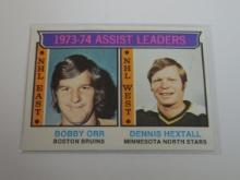 1974-75 TOPPS HOCKEY #2 BOBBY ORR DENNIS HEXTALL ASSIST LEADERS