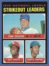 High Grade 1971 Topps #72 Strikeout Leaders Tom Seaver Bob Gibson Fergie Jenkins