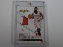 2014-15 PANINI EXCALIBUR JAMES HARDEN GAME USED JERSEY PATCH #D 18/25 ROCKETS