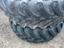 (2) Firestone Radial All Traction FWD 420/90R30 Tractor Tires, 15% Tread