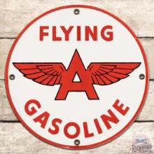 Flying A Gasoline SS Porcelain Pump Plate Sign w/ Logo