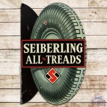 Seiberling All Treads Tires Die Cut DS Tin Flange Sign