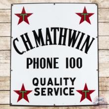 Outstanding Texaco Station "Black T" C.H. Mathwin Phone 100 Quality Service SS Porcelain Sign
