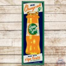 Green Spot Real Orange-Ade 5 Cents SS Tin Sign w/ Bottle