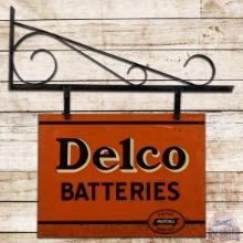 United Motors Service Delco Batteries DS Tin Sign w/ Bracket & Logo