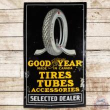 Goodyear Tires Tubes Accessories Selected Dealer SS Porcelain Sign w/ Early Tire