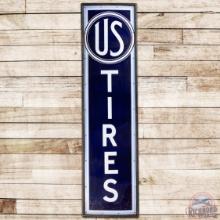 US Tires Vertical 8' SS Porcelain Sign w/ Wooden Frame "Rare Size"