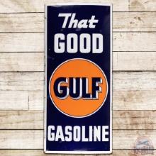 That Good Gulf Gasoline SS Porcelain Lighthouse Sign w/ Logo