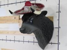 Fiberglass Bull Shoulder Mt Wearing a Sombrero, Mexican Restaurant Special!!