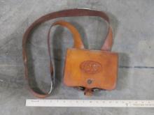 Old 20th Century Reproduction Confederate Soldier over the shoulder Ammo Pouch, Leather