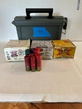 3 Boxes of Shotgun Shells w/ Plastic Ammo Can