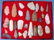27 Various Points, Arrowheads, Tools, Longest is 5 1/8", Found in Missouri/Indiana/Illinois,