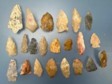 20 Various Points, Longest is 2 1/2" Found in Dover, Delaware, Ex: Drapper, Vandergrift Collection