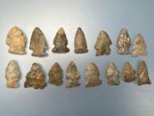 15 Mainly Brewerton Points, Onondaga Chert and Esopus, Longest is 1 1/2", Found in New York,