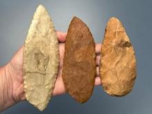 3 Large Blades (Largest 6") Found in Midwest (x1 Hixton Quartzite),, Largest Broken and Re-glued