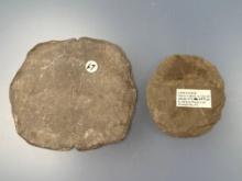 Pair of Notched "Pot Lids" 5" + 3 1/4", x1 Found by William Ritchie in NY, Larger Found in PA