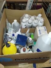 BOX OF HAND SANITIZER, CLEANER AND MISC