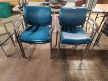 SET OF 4 TEAL STACK CHAIRS