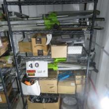 Rack w/Contents:  Rockwell Jaw Stands, Air Hoses, Castor Wheels, Craftsman