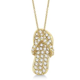 Diamond Flip Flop Pendant Necklace 14k Yellow Gold 0.50ctw