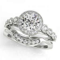 Certified 1.02 Ctw SI2/I1 Diamond 14K White Gold Bridal Wedding Set Ring