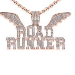 3.80 Ctw Si2/i1 Diamond 14K Rose Gold Road Runner Necklace