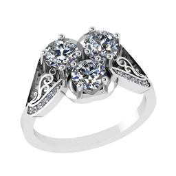 1.56 Ctw SI2/I1 Diamond 14K White Gold Vintage style Wedding Ring