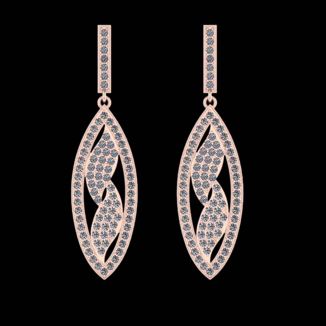 3.52 Ctw VS/SI1 Diamond 14K Rose Gold Dangling Earrings