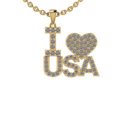 2.26 Ctw SI2/I1 Diamond 14K Yellow Gold Express Your Country Love Necklace