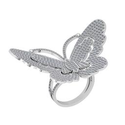 3.18 Ctw SI2/I1 Diamond 14K White Gold Butterfly Engagement/Wedding Ring