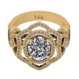 2.80 Ctw SI2/I1 Diamond 14K Yellow Gold Bridal Wedding Halo Ring