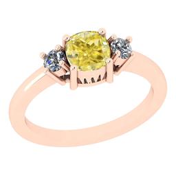 Certified 1.22 Ct GIA Certified Natural Fancy Yellow Diamond And White Diamond 14K Rose Gold Vintage