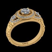 0.95 Ctw VS/SI1 Diamond 14K Yellow Gold Engagement Halo Ring