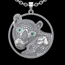 4.53 Ctw SI2//I1 Diamond 14 K White Gold Vintage Style Panther Pendant Necklace