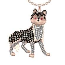 6.87 Ctw Treated Fancy Black Diamond 14K Rose Gold Cute Dog Pendant Necklace