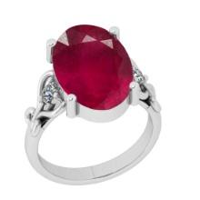 8.78 CtwSI2/I1 Ruby And Diamond 14K White Gold Cocktail Ring