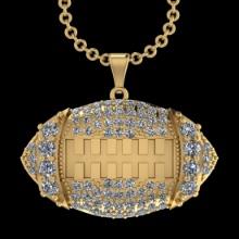 3.51 Ctw SI2/I1 Diamond 14K Yellow Gold football theme pendant necklace