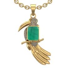 2.73 Ctw SI2/I1 Emerald and Diamond 14K Yellow Gold Necklace