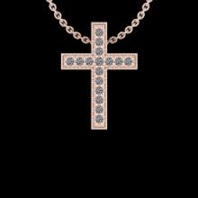 0.09 Ctw SI2/I1 Diamond 14K Rose Gold Cross Pendant Necklace