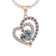 0.48 Ctw Diamond 14K Rose Gold Style Valentine Day theme Pendant Necklace