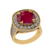 5.47 Ctw SI2/I1 Ruby and Diamond 14K Yellow Gold Engagement Halo Ring