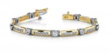 14KT TWO TONE GOLD 3 CTW G-H VS2/SI1 CLASSIC CHANNEL FRAME BRACELET