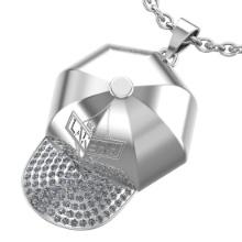 1.17 Ctw SI2/I1 Diamond 14K White Gold Basketball theme pendant necklace