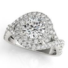 Infinity Twist Diamond Halo Engagement Ring 14k White Gold 1.63ctw