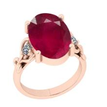 8.78 CtwSI2/I1 Ruby And Diamond 14K Rose Gold Cocktail Ring