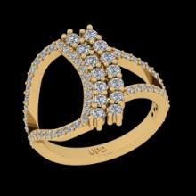0.95 Ctw SI2/I1 Diamond 14K Yellow Gold Engagement Ring