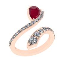 1.51 Ctw SI2/I1 Ruby and Diamond 14K Rose Gold Engagement Halo Ring