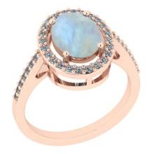 Certified 1.45 Ctw Rainbow And Diamond I1/I2 14K Rose Gold Victorian Style Engagement Halo Ring