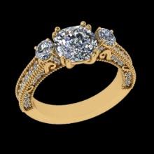 2.98 Ctw SI2/I1 Diamond 18K Yellow Gold Engagement Ring
